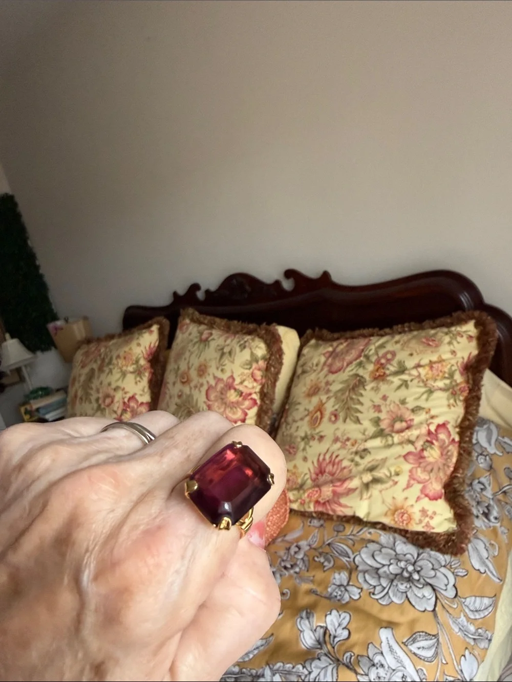 Smoky Violet Faceted 1975 Avon Vintage Statement Ring